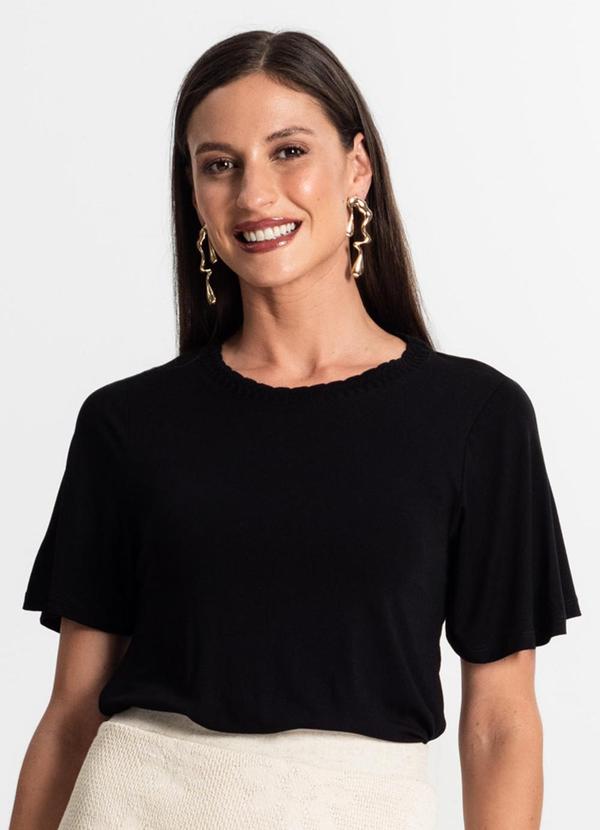 Rovitex - Blusa Feminina Manga Curta Preto