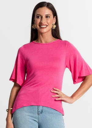 Rovitex - Blusa Feminina Manga Curta Rosa - ROVITEX