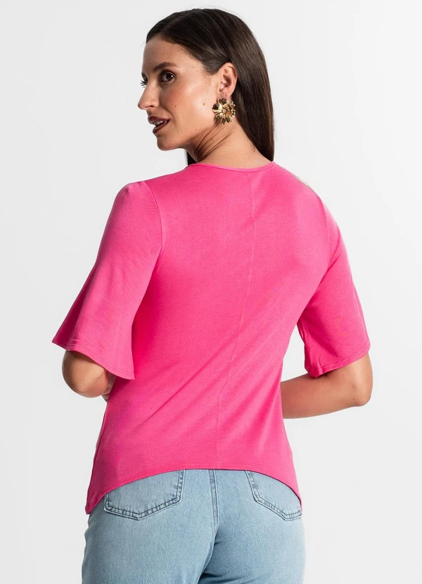 Rovitex - Blusa Feminina Manga Curta Rosa 2