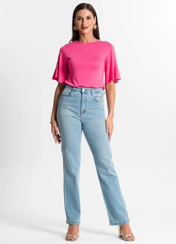 Rovitex - Blusa Feminina Manga Curta Rosa 3