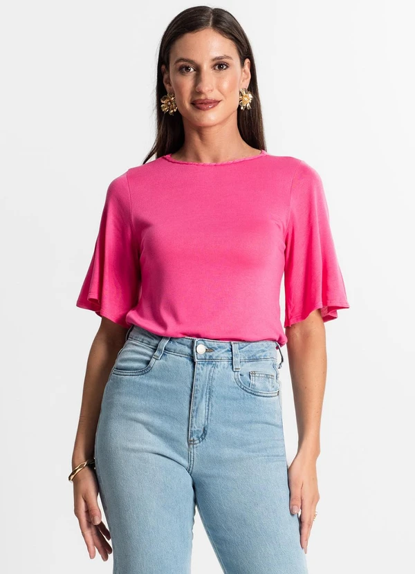 Rovitex - Blusa Feminina Manga Curta Rosa 4