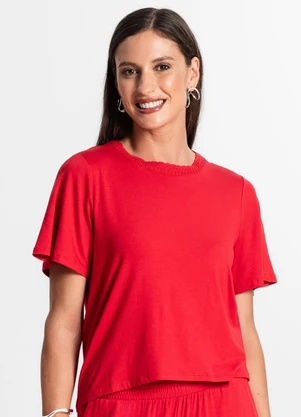 Rovitex - Blusa Feminina Manga Curta Vermelho - ROVITEX