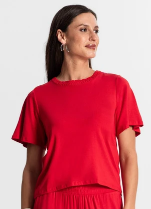 Rovitex - Blusa Feminina Manga Curta Vermelho - ROVITEX