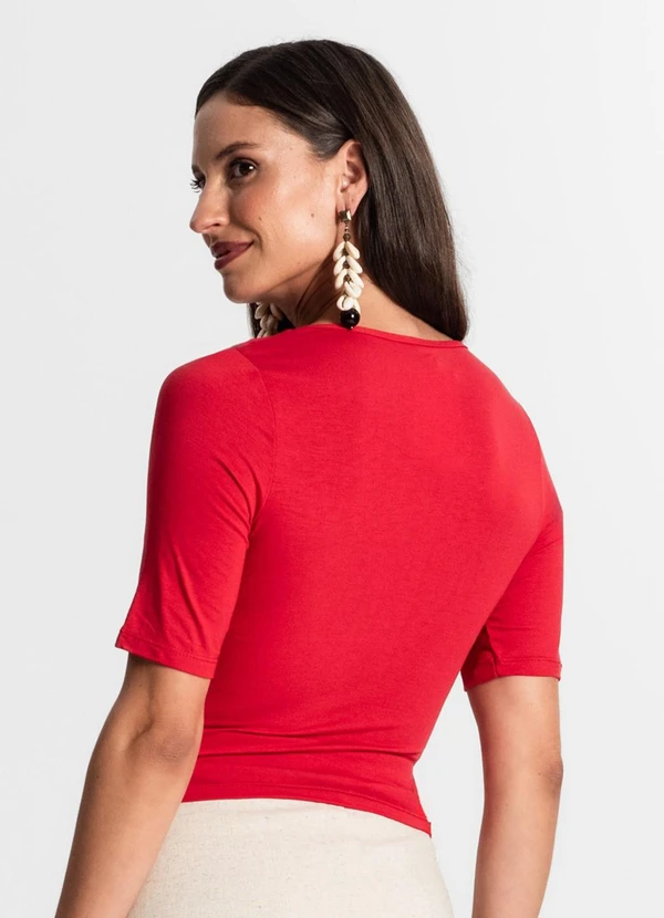 Rovitex - Blusa Feminina Manga Curta Vermelho 3