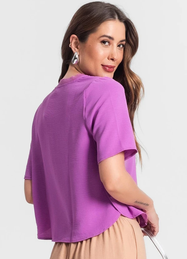 Rovitex - Blusa Feminina Manga Curta Roxo 2