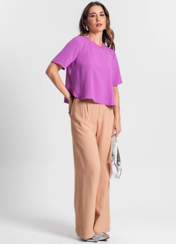 Rovitex - Blusa Feminina Manga Curta Roxo 3