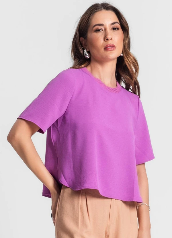 Rovitex - Blusa Feminina Manga Curta Roxo 4