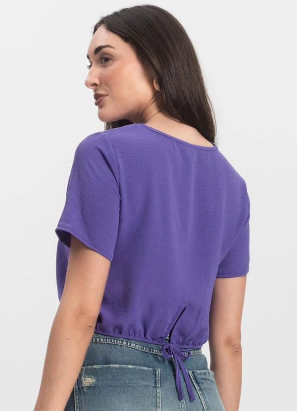 Infinita Cor - Blusa Feminina Manga Curta Roxo 2