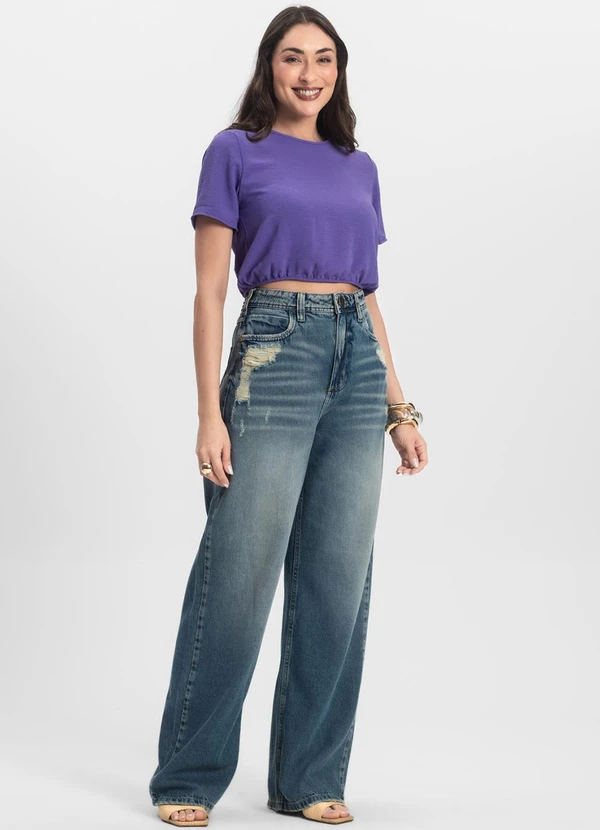 Infinita Cor - Blusa Feminina Manga Curta Roxo 3