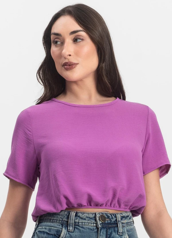 Infinita Cor - Blusa Feminina Manga Curta Roxo