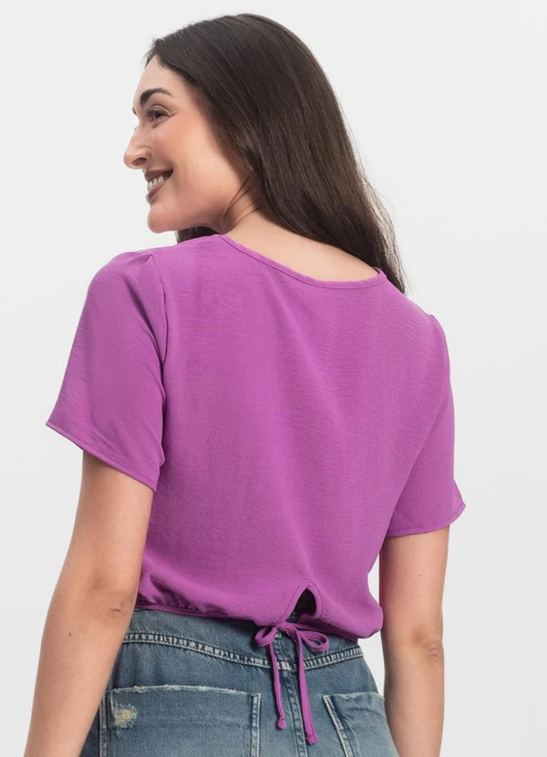 Infinita Cor - Blusa Feminina Manga Curta Roxo 2