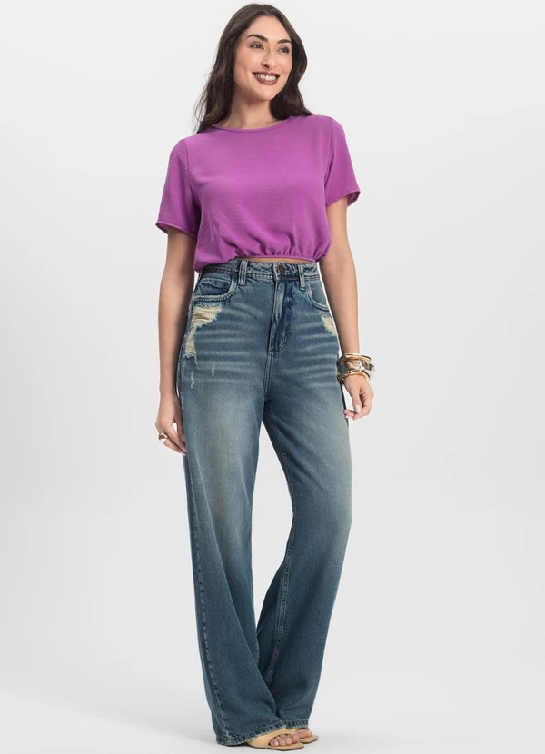 Infinita Cor - Blusa Feminina Manga Curta Roxo 3