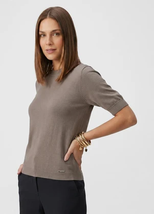 Endless - Blusa Feminina Manga Curta Tricot Marrom - ENDLESS