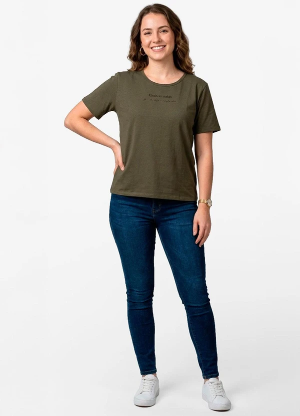 Infinita Cor - Blusa Feminina Manga Curta Verde 3