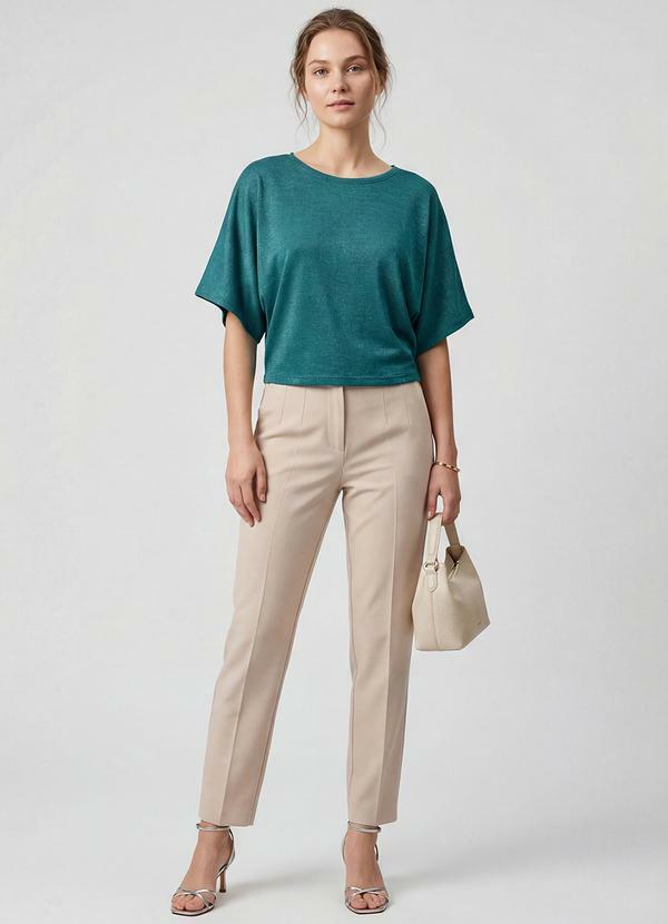 Infinita Cor - Blusa Feminina Manga Curta Verde 2