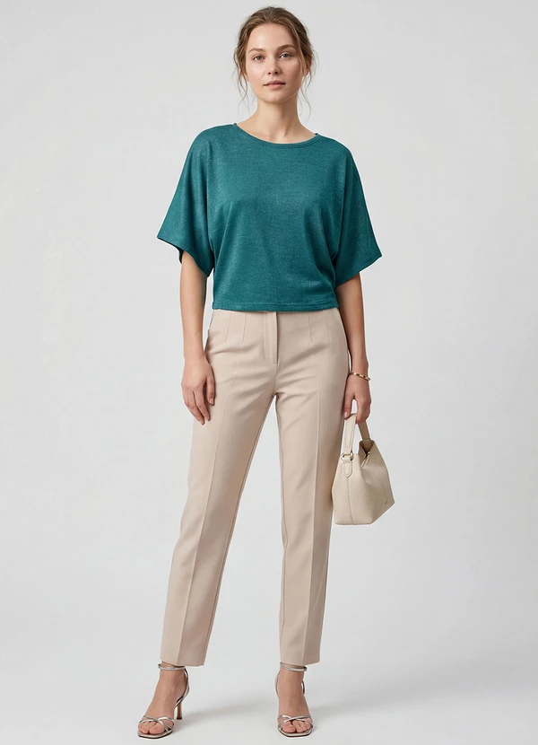 Infinita Cor - Blusa Feminina Manga Curta Verde 2