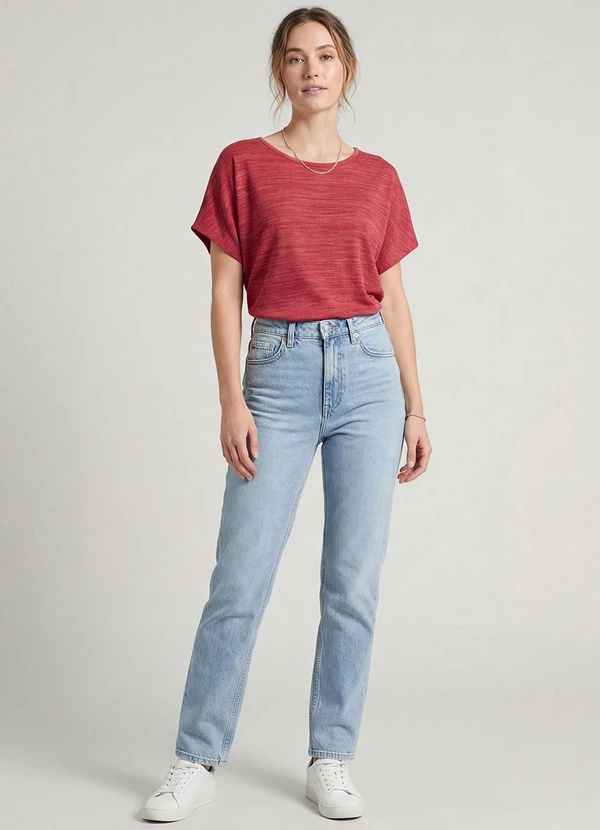 Infinita Cor - Blusa Feminina Manga Curta Vermelho 2