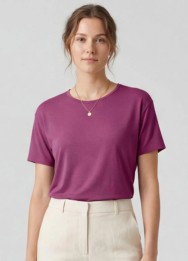 Infinita Cor - Blusa Feminina Manga Curta Vermelho