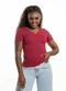 Cobertura - Blusa Feminina Manga Curta Preto - variação: Vermelho