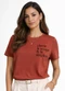 Infinita Cor - Blusa Feminina Manga Curta Bege - variação: Vermelho