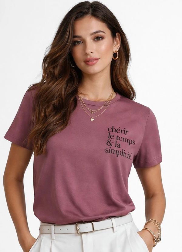 Infinita Cor - Blusa Feminina Manga Curta Vermelho