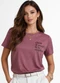 Infinita Cor - Blusa Feminina Manga Curta Bege - variação: Vermelho