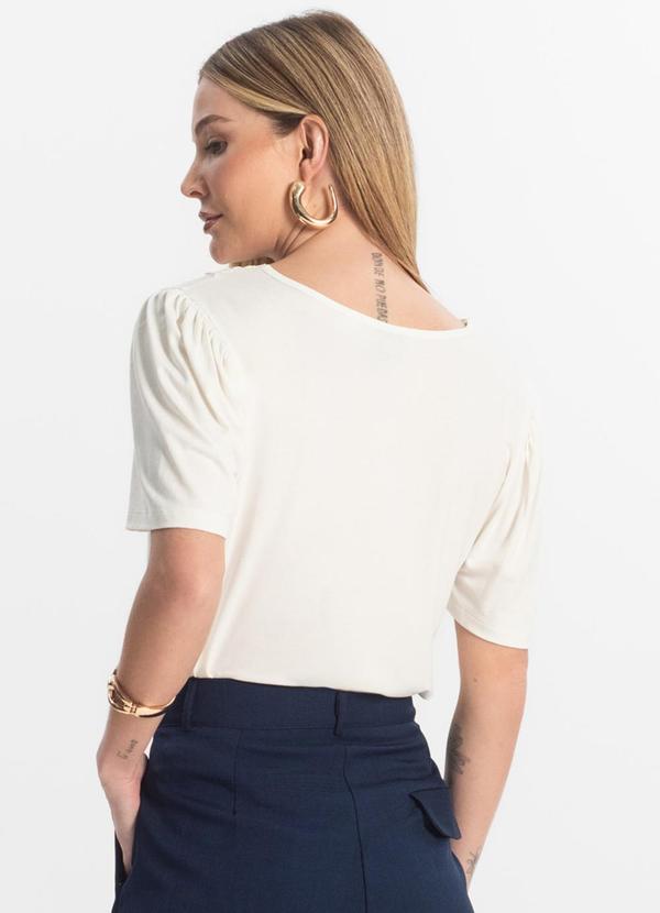 Select - Blusa Feminina Manga Curta Viscotorcion Bege 2