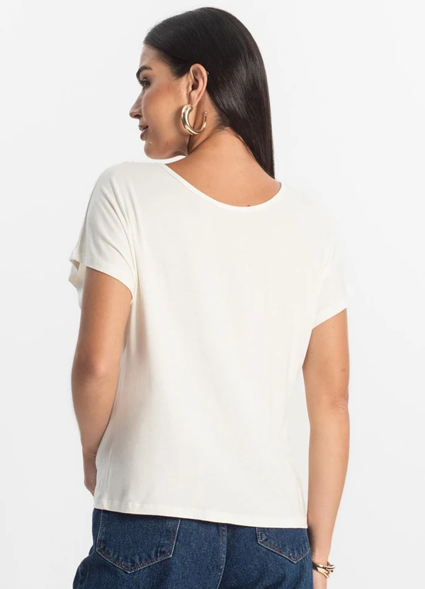 Select - Blusa Feminina Manga Curta Viscotorcion Bege 2