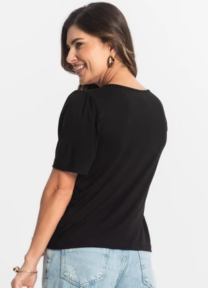 Select - Blusa Feminina Manga Curta Viscotorcion Preto - SELECT