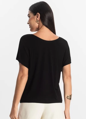 Select - Blusa Feminina Manga Curta Viscotorcion Preto - SELECT