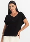 Select - Blusa Feminina Manga Curta Viscotorcion Preto - variação: Preto