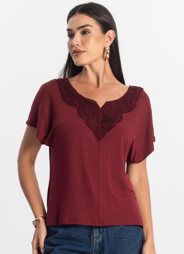 Select - Blusa Feminina Manga Curta Viscotorcion Vermelho