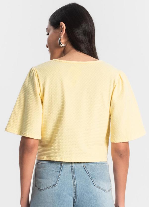 Rovitex - Blusa Feminina Manga Franzida Amarelo 2