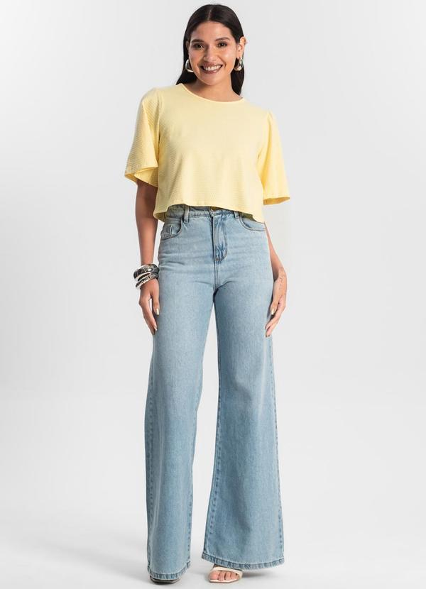 Rovitex - Blusa Feminina Manga Franzida Amarelo 3