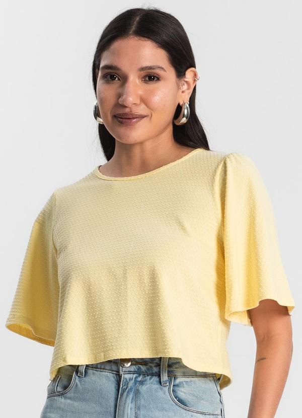 Rovitex - Blusa Feminina Manga Franzida Amarelo 4
