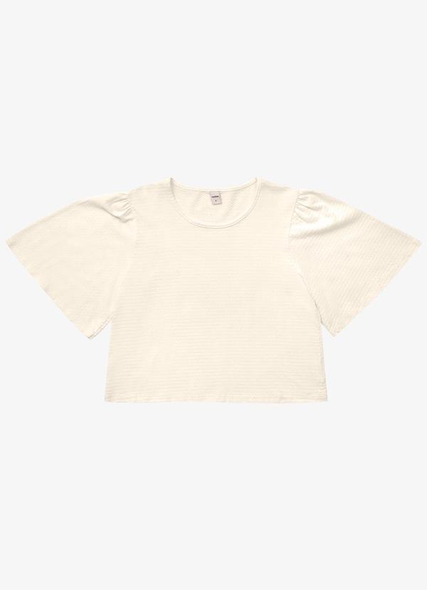Rovitex - Blusa Feminina Manga Franzida Bege