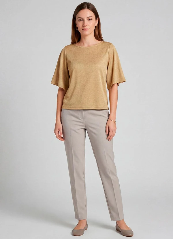 Infinita Cor - Blusa Feminina Manga Gôde Ampla Amarelo 3