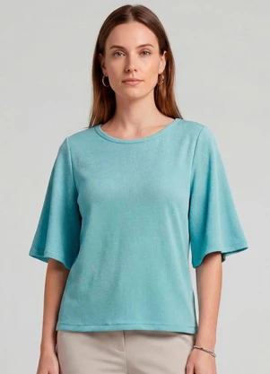 Infinita Cor - Blusa Feminina Manga Gôde Ampla Azul - INFINITA COR