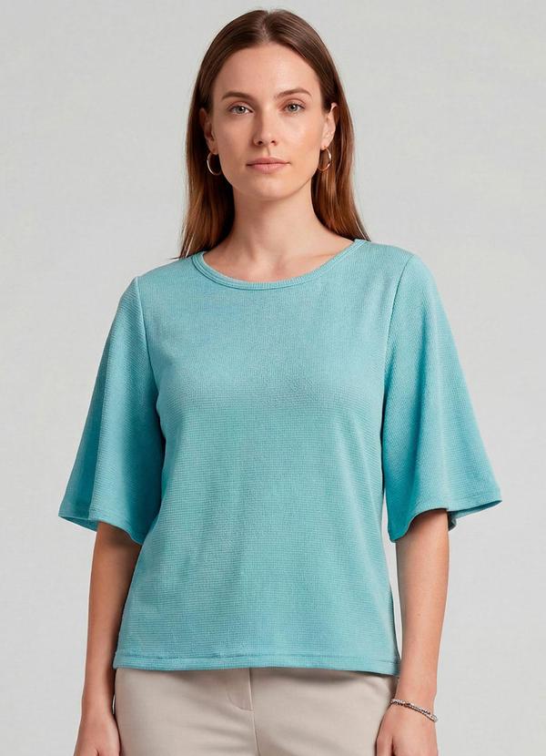 Infinita Cor - Blusa Feminina Manga Gôde Ampla Azul