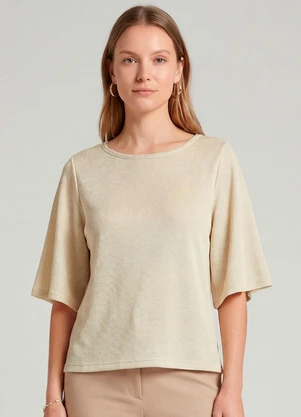 Infinita Cor - Blusa Feminina Manga Gôde Ampla Bege - INFINITA COR