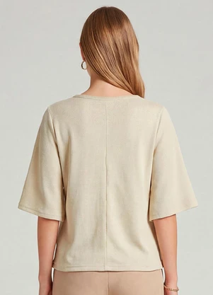 Infinita Cor - Blusa Feminina Manga Gôde Ampla Bege - INFINITA COR