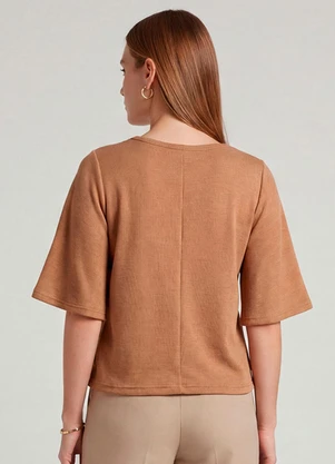 Infinita Cor - Blusa Feminina Manga Gôde Ampla Marrom - INFINITA COR