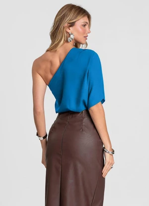 Dianna - Blusa Feminina Manga Única 7/8 Azul - DIANNA