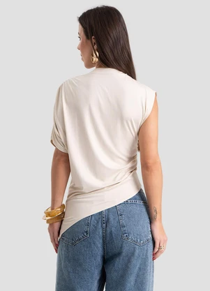 Dianna - Blusa Feminina Manga Única e Gola Alta Bege - DIANNA