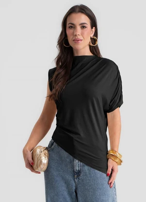 Dianna - Blusa Feminina Manga Única e Gola Alta Preto - DIANNA