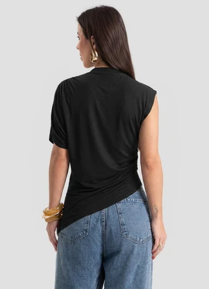 Dianna - Blusa Feminina Manga Única e Gola Alta Preto - DIANNA
