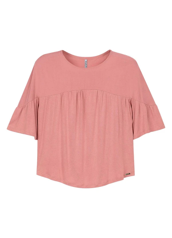 Marialícia - Blusa Feminina Mangas Curtas Amplas Rosa 3