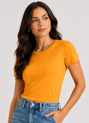 Rovitex - Blusa Feminina Meia Malha 30 Básica Amarelo - ROVITEX