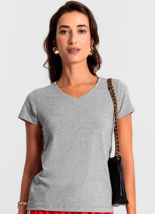 Rovitex - Blusa Feminina Meia Malha 30 Básica Ko Cinza
