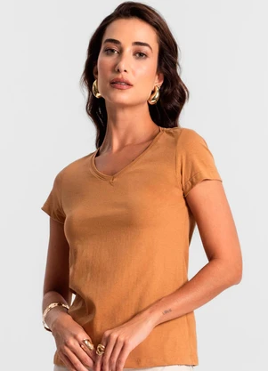 Rovitex - Blusa Feminina Meia Malha 30 Básica Marrom - ROVITEX